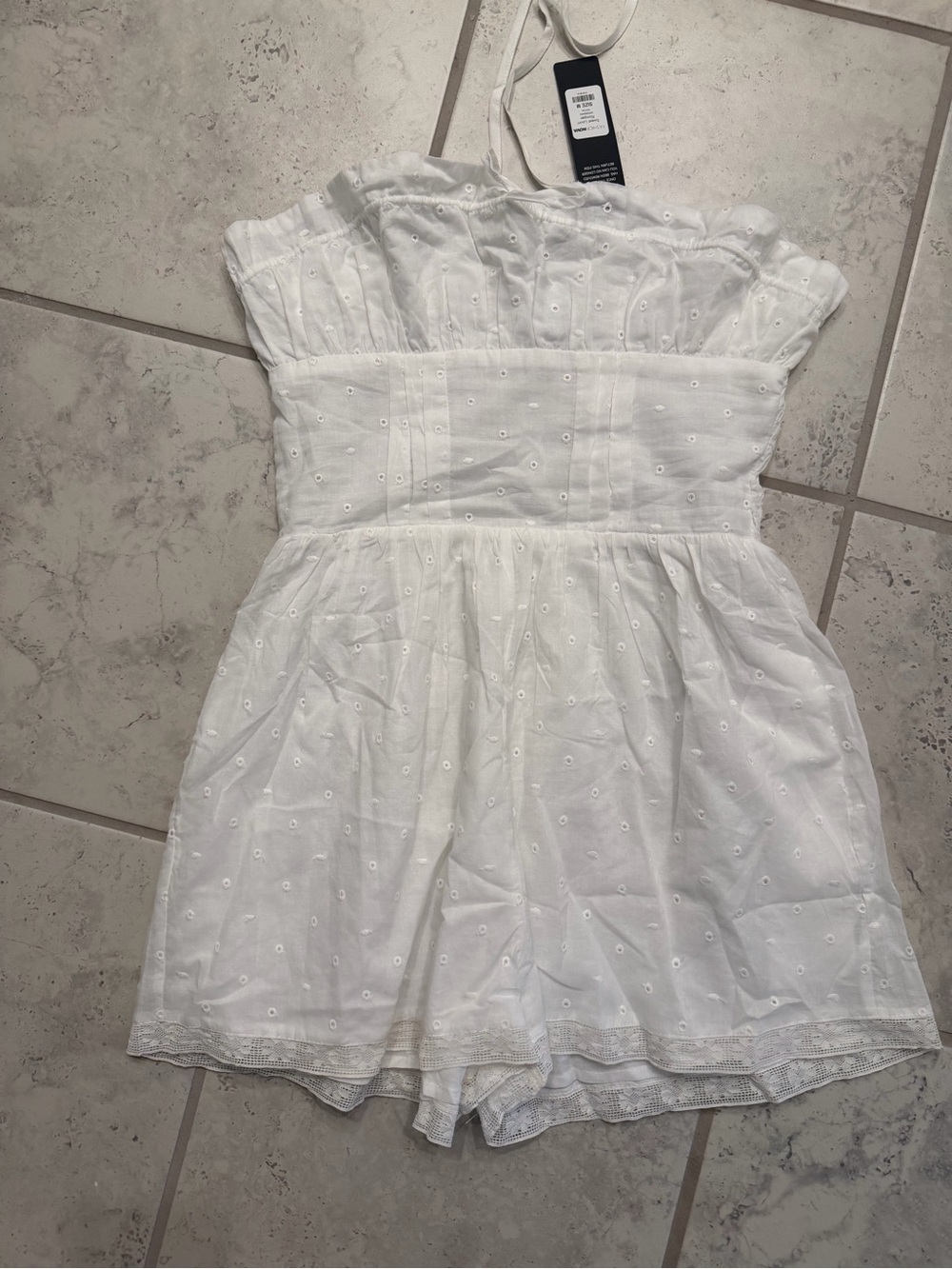 Fashion Nova White Strapless Eyelet Romper